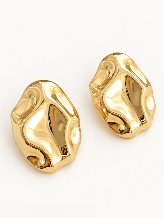 SC JEWELRY Jewelry - 14K Gold Plated Organic Sculptural Statement Earrings Water Resistant